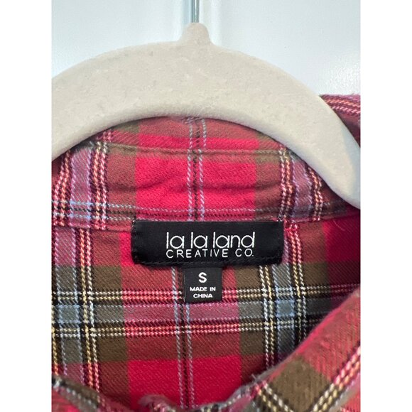 La La Land San Jacinto Flannel Shirt Size Small Plaid Button Front Ombre Western - Picture 3 of 9